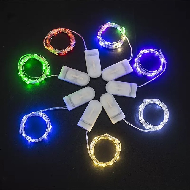 Portable IP44 Outdoor Copper Wire LED Christmas Lights with Button Light String & Colored Lights Wholesale Decorative Gift