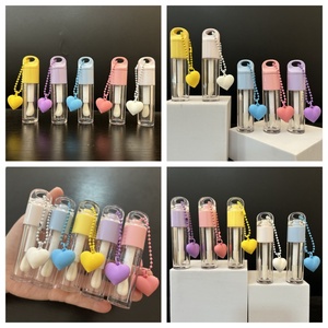 ISMAN Tube de brillant à lèvres et flacon d'huile à lèvres 6ml, rose, bleu, blanc, avec logo personnalisé, applicateur épais et grand applicateur, pour Noël, avec porte-clés Cœur - Product Image 1