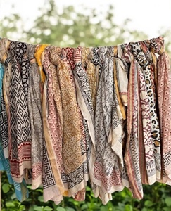 Hand Block Printed Cotton <b>Sarong</b> Lightweight Beach <b>Wrap</b> Lightweight Hand Block Printed Beach Cover Up Boho Resort Wear Outfit - Product Image 1