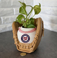 Pot de fleurs en céramique MLB avec base en forme de gant de baseball, pot à succulentes, cadeau pour la fête des pères, pour les fans de baseball, décoration de table à la maison
