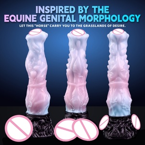Dildo de Silicona Platino con Forma de Caballo Arcoíris para Masturbación Masculina y Femenina, Tapón Anal con Ventosa, Juguetes Sexuales para Punto G y P, 18+ - Product Image 2