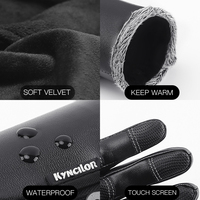 Haute qualité en cuir PU hommes gants complets noir hiver chaud gants d'équitation écran tactile quotidien cyclisme Sports de plein air