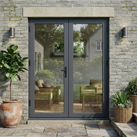 Porte d'entrée extérieure française en aluminium à rupture de pont thermique 4SG avec intercalaire à bords chauds, verre triple vitrage Low-E, grille SDL/GBG, insonorisée