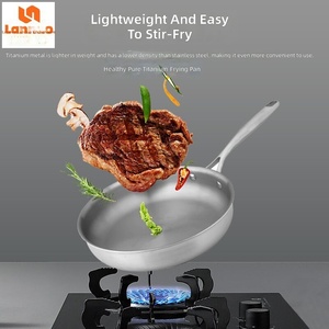 Poêle à frire en titane pur tri-couches, non revêtue, antirouille, antiadhésive, grande capacité, adaptée aux cuisinières à gaz et à induction - Product Image 2