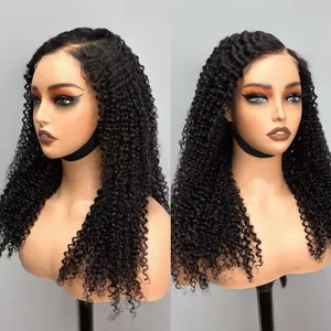 Goedkope Braziliaanse 7X5 Pre-Cut Lace Pruik, Gebleekte Knopen Kant Pruiken Menselijk Haar, Kinky Curly Lijmloze Full Hd Lace Pruiken Voor Zwarte Vrouwen