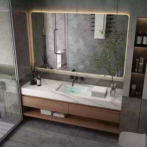 Modern Luxury MDF Solid Wood Bathroom Vanity Set Lacquer <b>Wall</b>-Mounted Cabinet Ceramic Basin <b>Mirror</b> Included Customizable - Product Image 4