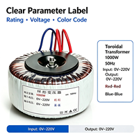Transformateur toroïdal en cuivre pur 1000VA 50/60Hz 110V 240V Entrée 45-0-45V pour alimentation professionnelle et équipements Hi-Fi