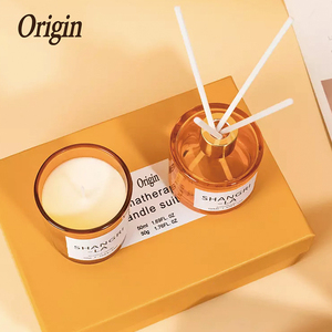 Ambientadores Oem Odm, juego de caja de regalo, difusor de caña de aceite de fragancia, juego de velas perfumadas de soja orgánica, personalizado Natural - Product Image 4