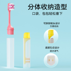 Cepillo de dientes de viaje con cerdas suaves, plegable y portátil para adultos con tecnología de doble corte - Product Image 5