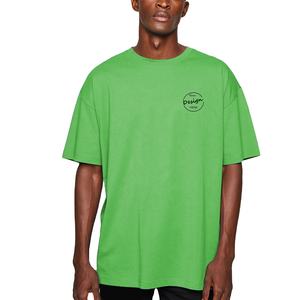 Hot Sale Men's Basic Cotton T-Shirt Custom Print Loose Drop Shoulder <b>Thick</b> Elastic Ribbed Collar Casual Plain Design - Product Image 6