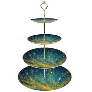 Assiettes principales en céramique bleue de 10.5 pouces de conception chinoise chaude ensembles de vaisselle d'assiette de Charge de 12 pouces pour des événements de mariage - Product Image 5