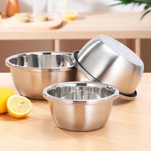 Juego de tres piezas de tazones para condimentos de acero inoxidable engrosado, batidor de huevos para cocina doméstica, tazón para hornear, tazón para masa, tazón para verduras - Product Image 1