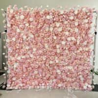 Autres fleurs décoratives en gros, mur de fleurs artificielles roses, toile de fond, 8 pieds x 8 pieds, rouleau de fleurs murales roses, panneau mural