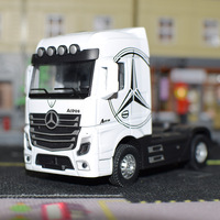 Modèle de camion miniature 1/50 en alliage, avec son et lumière, à rétrofriction, semi-remorque conteneur, jouets en métal pour l'ingénierie