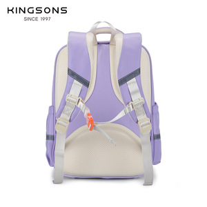 Kingsons Children Backpack Solid Color Zipper Closure School Education Unisex Kids Backpack Orange Purple Dark Blue Pink - Product Image 3