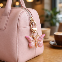 Porte-clés Papillon Tendance en Maille Dégradée, Breloque de Sac à Main Colorée en Dentelle pour Femme, Accessoire de Sac à Dos, Bijou Cadeau