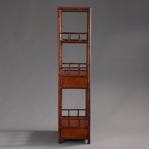 Chinese Retro Style Bamboo Shelving <b>Bookcase</b> Red <b>Wood</b> Display Cabinet For Tea Room Living Room Bedroom Office - Product Image 2