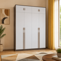 Armoire Japandi blanche en MDF avec tiroirs et penderie modulaire, meubles de chambre à coucher sur mesure