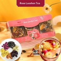 Coffret Cadeau de Sachets de Thé aux Fleurs – Emballage en Plastique PVC – Rose, Sucre de Roche, Baies de Goji Noires, Thé Floral Infusé à Froid – Frais et Sec