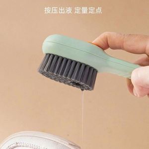 Multifunctional Soft-bristled Stainless Steel Handle Eco-Friendly Shoe Brush Long Handle Automatic Liquid Adding Cleaning Tool - Product Image 1