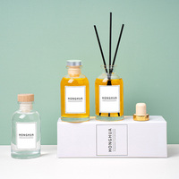 Bouteille diffuseur à roseaux en verre transparent rond de 100 ml pour emballage d'huile parfumée, personnalisable, vierge, vente en gros