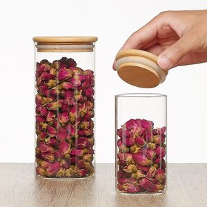 Rõ ràng thủy tinh borosilicate lọ gia vị với tre và gỗ kín nắp thực phẩm lưu trữ & container - Product Image 2