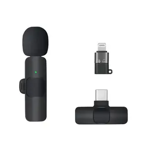 K8 2 in 1 Mini Wireless Microphone Lavalier Lapel Wireless Speaker for iPhone Android Mobilephones Podcast Streamer Video