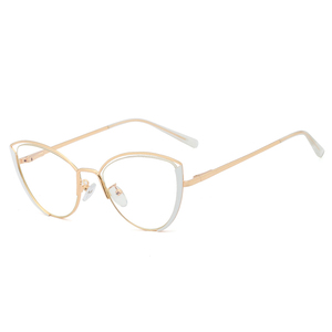<span class=keywords><strong>Gafas</strong></span> de Metal con diseño de ojo de gato para mujer, anteojos femeninos de estilo Vintage, transparentes, con bloqueo de luz azul - Product Image 6