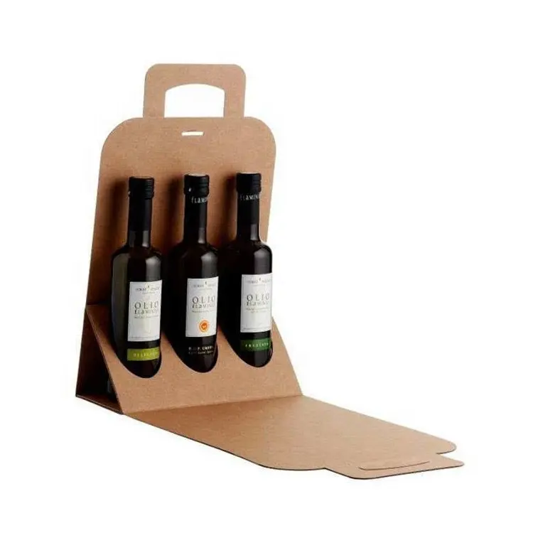 再利用可能な紙ポータブルボックスクラフト紙ボックスワインボトル用包装段ボール箱ワインボトル用持ち運びが簡単