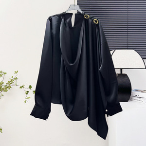 Camicette autunnali Casual <span class=keywords><strong>da</strong></span> <span class=keywords><strong>donna</strong></span> con scollo a V a maniche lunghe camicia ampia <span class=keywords><strong>da</strong></span> <span class=keywords><strong>donna</strong></span> - Product Image 2