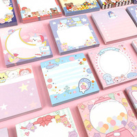 Bloc de Notas Adhesivas Kawaii Divertidas, Cuadrados Adhesivos con Dibujos Animados, Set de Papelería, Bloc de Notas para la Escuela, Oficina, Recordatorios Diarios, Regalos