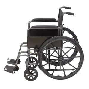 旅行用の超軽量輸送車椅子スチールライト折りたたみハンディキャップ車椅子