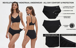 Culotte menstruelle Hygieia à absorption élevée (40-60 ml), taille basse, 4 <span class=keywords><strong>couches</strong></span>, anti-fuite, pour flux abondant, pour femmes - Product Image 4