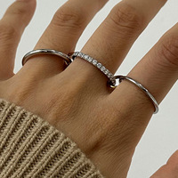Bagues simples empilables en zircon de style européen Gaovo Premium, plaquées or 18 carats, en acier inoxydable, bijoux de mode en gros