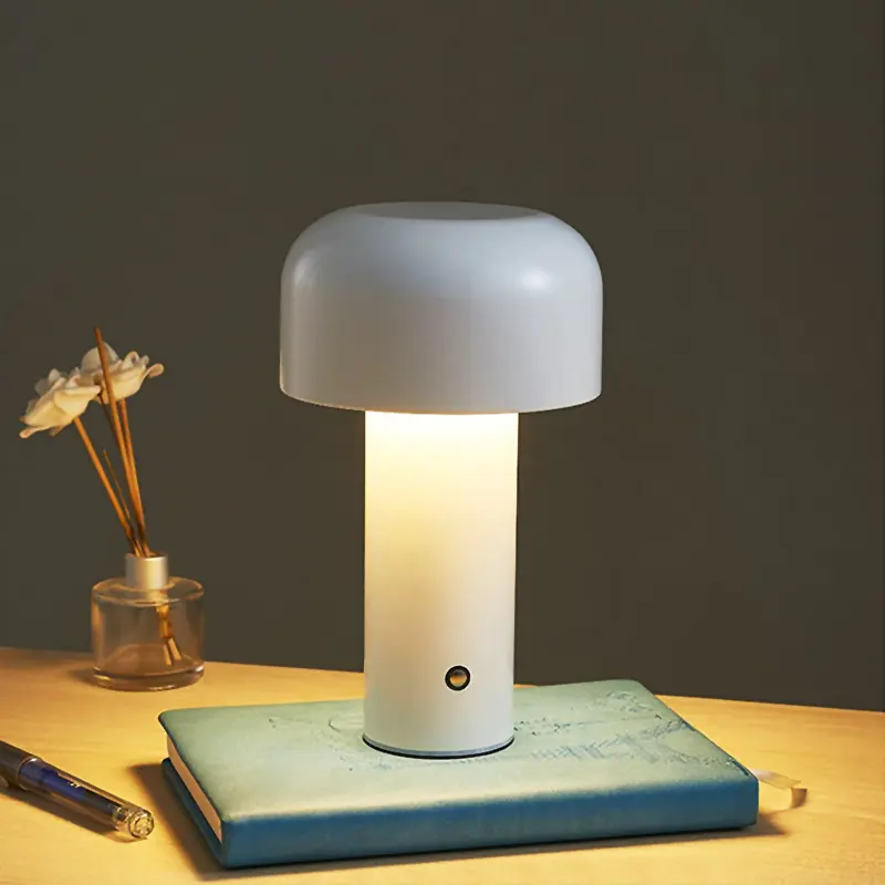 Nordic Luxury Metal Table Lamp Bedroom Besides Mushroom LED Desk Lamp With 3-color Dimmable Button Wireless Charging Night Light