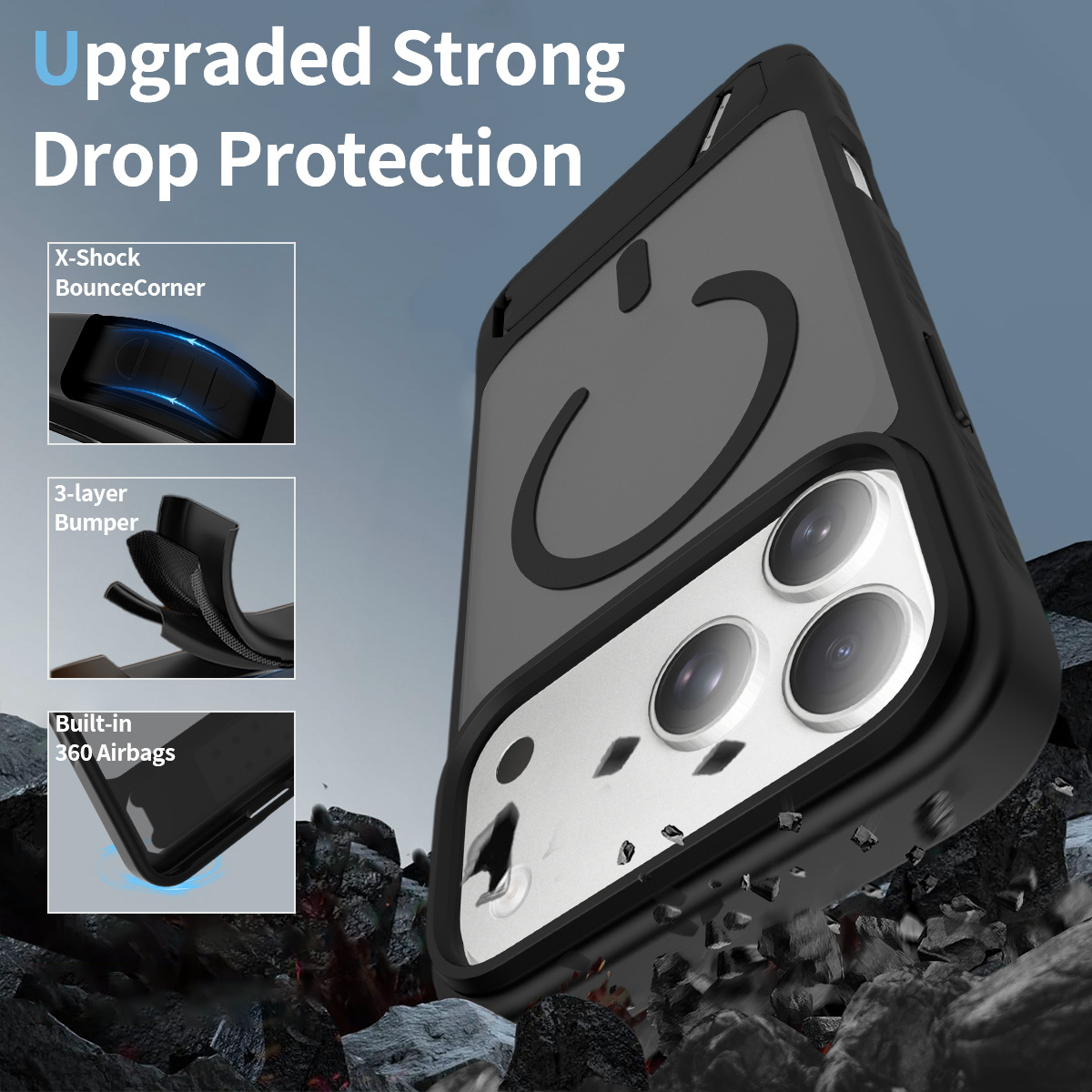 Trending Magnetic Phone Case for iPhone 17 Pro Max with Kickstand Shockproof Slim Matte Mobile Phone Cover Accessories · image 2