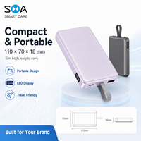 Batería Externa Portátil de 10000mAh con Cable Integrado Desmontable, Carga Rápida PD35W, Pantalla LED, para Uso en Exteriores, Tendencia 2026