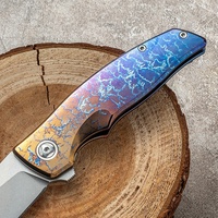 Lame tranchante nouveau couteau pliant couteau de poche en titane VG10 acier bleu revêtement poignée couteau pliable avec Logo