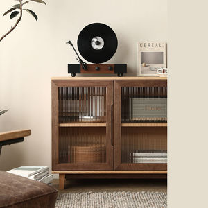 Nordic Style Solid Wood <b>Storage</b> <b>Sideboard</b> Natural Wood Color Black Walnut Or Oak For Living Room - Product Image 2
