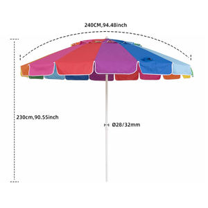 Sombrilla de Playa Colorida Personalizada con Función de Inclinación, Sombrilla Grande de Arcoíris para Playa, Piscina, Patio - Product Image 6