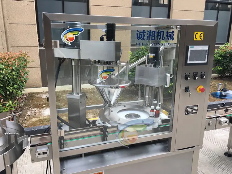 Automatic 30-100g spice powder filling capping labeling machine for jar