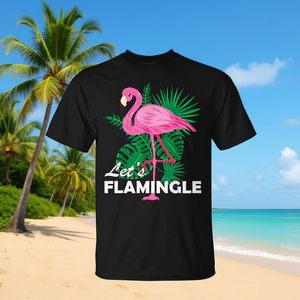 Camiseta con estampado de flamencos rosas, diseño Cute Lets Flamingle Birthday - Product Image 3