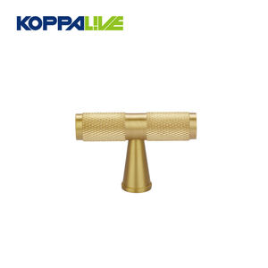 Rắn Brass T Thanh Kéo Dài 38Cm 15 Inch Đồ Nội Thất Cửa Nhà Bếp Xử Lý Chải Vàng Kim Cương Cắt Chéo Có Knurled Tủ Kéo - Product Image 6