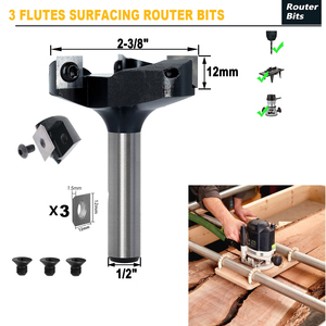 Fraises <span class=keywords><strong>de</strong></span> surfage pour spoilboard CNC, deux inserts en carbure, <span class=keywords><strong>fraise</strong></span> <span class=keywords><strong>à</strong></span> 3 flûtes pour l'aplatissement et le chanfreinage, <span class=keywords><strong>fraise</strong></span> <span class=keywords><strong>à</strong></span> raboter, <span class=keywords><strong>fraise</strong></span> <span class=keywords><strong>à</strong></span> planer - Product Image 2