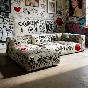 Set di Divani Componibili Moderni con Design Graffiti, Divano in Tessuto per <span class=keywords><strong>Soggiorno</strong></span>, Design Artistico Urbano, Arredamento Creativo per Lounge, <span class=keywords><strong>Grande</strong></span> - Product Image 6