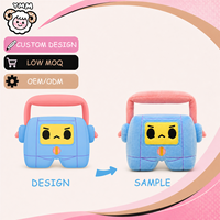 Figurines en peluche personnalisées en forme de boombox rétro bleues et roses avec poignée pour projets d'exposition