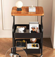 Table basse mobile pour salon, chariot de rangement robuste, table d'appoint de canapé, table d'appoint de grande valeur avec rangement, chariot de rangement roulant