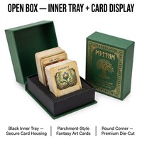 Boîte de jeu de cartes Fantasy, estampage à chaud doré, emballage rectangulaire rigide bicolore, recyclable pour jeux de société RPG