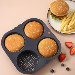Nouveau design ménager : Moule à hamburger DIY, moule à muffins, moule à pâtisserie en silicone à trous ronds, outil de cuisson pour gâteaux - Product Image 3