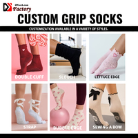 Nouvelles chaussettes de yoga et de gym en coton respirant pour femmes, antidérapantes, avec logo personnalisé, mignonnes, avec grip, pour Pilates, avec ruban